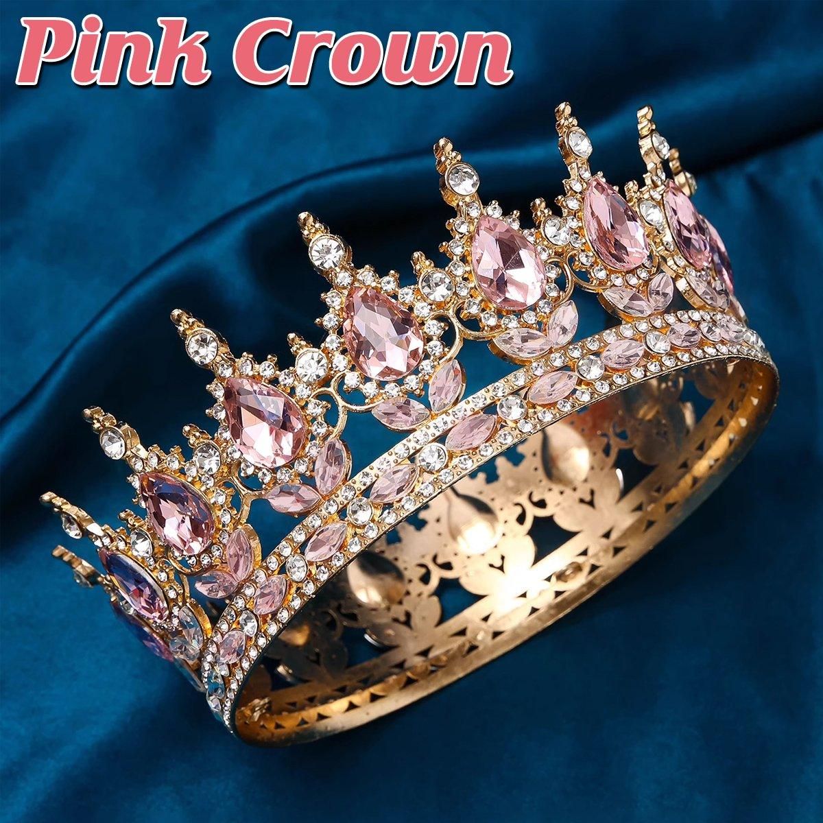 Pink Tiara Crown for Bride Wedding Birthday Bar Mitzvah Party Accessories