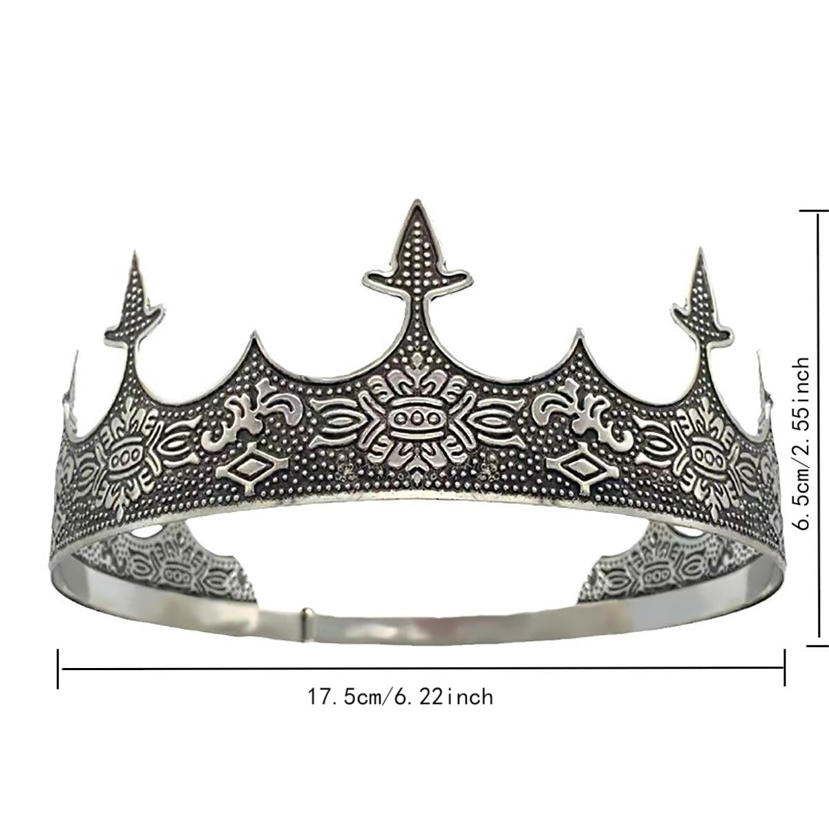 Men Crown Headpiece Royal Vintage Metal Crown Gold Medieval King Costume Party