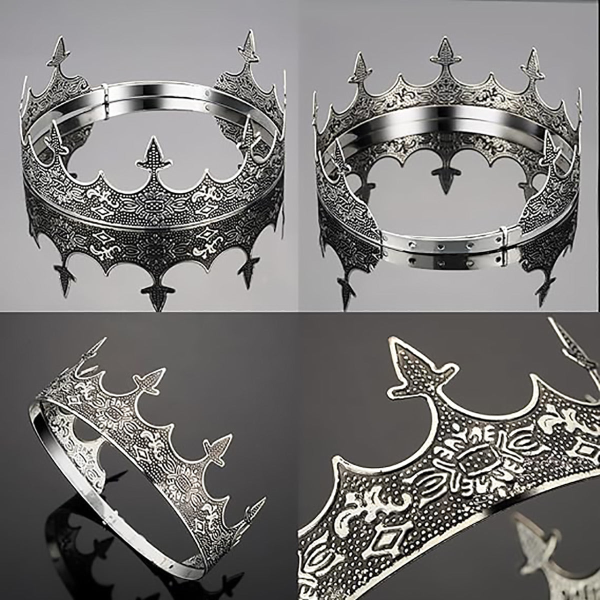 Men Crown Headpiece Royal Vintage Metal Crown Gold Medieval King Costume Party