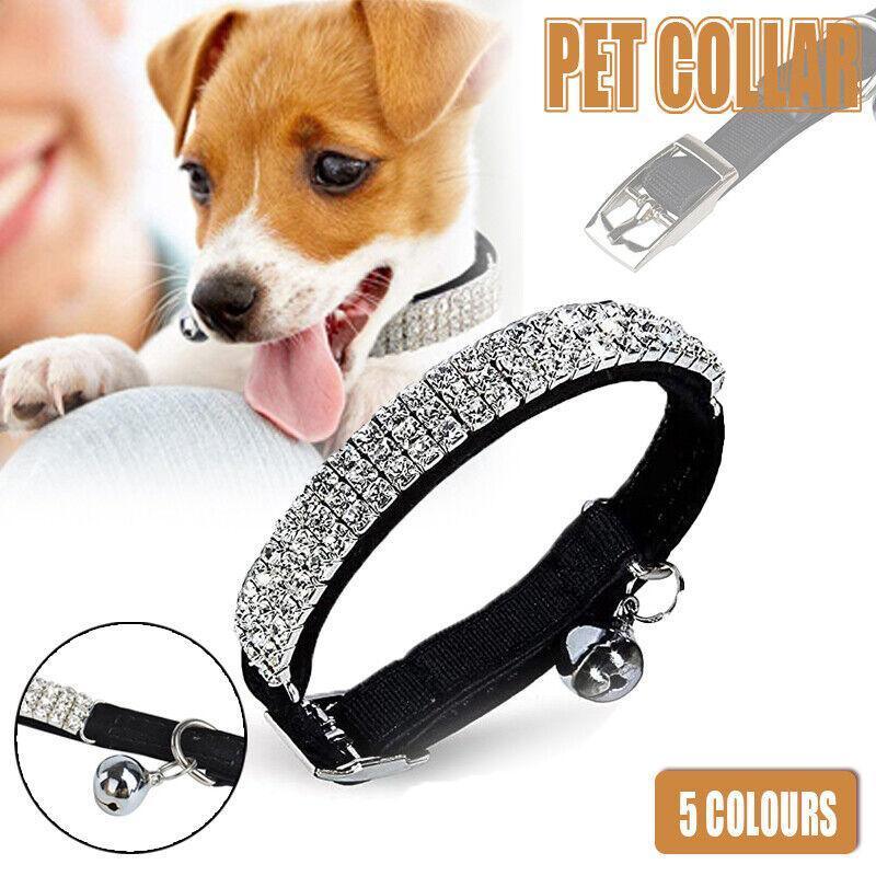 Pet Grooming Supplies: Suede Adjustable Pet Collar with Rhinestone for Cat Puppy 5 Colours Quick Release - Blue