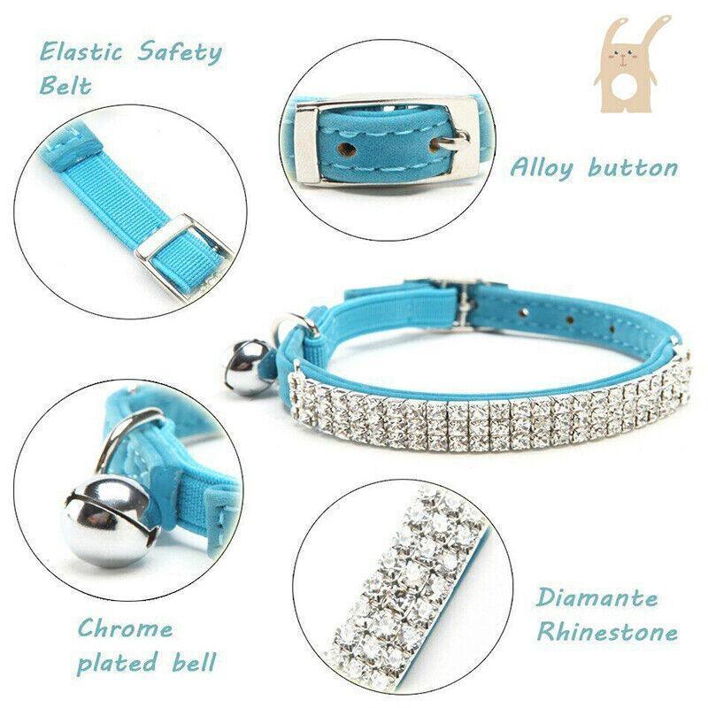 Pet Grooming Supplies: Suede Adjustable Pet Collar with Rhinestone for Cat Puppy 5 Colours Quick Release - Red