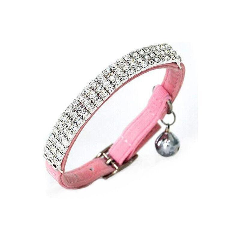 Pet Grooming Supplies: Suede Adjustable Pet Collar with Rhinestone for Cat Puppy 5 Colours Quick Release - Red