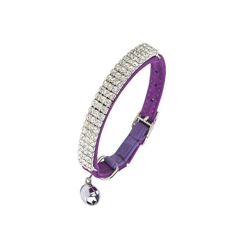 Pet Grooming Supplies: Suede Adjustable Pet Collar with Rhinestone for Cat Puppy 5 Colours Quick Release - Red