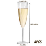 8pcs 180ml Plastic Champagne Glass Tall Wine Glass for Party Wedding Celebration