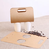 100pcs Kraft Paper Cup Holder Portable Coffee Drink Carrier Reusable Storage - Single Hole Holder