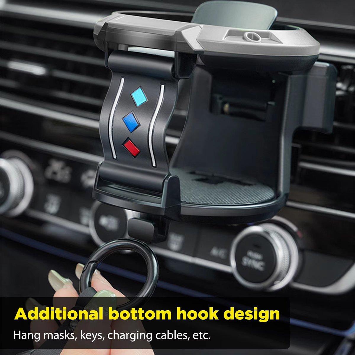Automotive Decor: Universal Car Air Vent Cup Holder Beverage for Milk Tea Stand with Hook Bracket