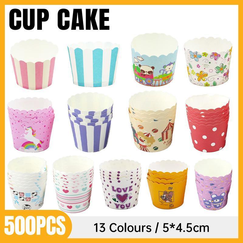 Postage Satchels & Boxes: 500pcs Colorful Cupcake Muffin Baking Cups Greaseproof Nonstick Paper Liners - Cupcake-500pcs-FTBD