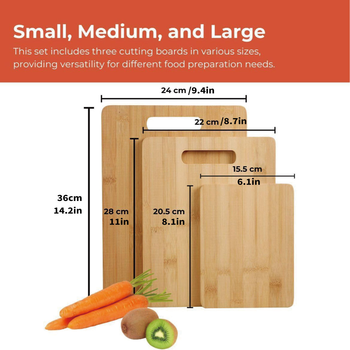 Kitchen Utensils: Household Cutting Board Set 3PCS Square Wooden Kitchen Chopping Boards For Food