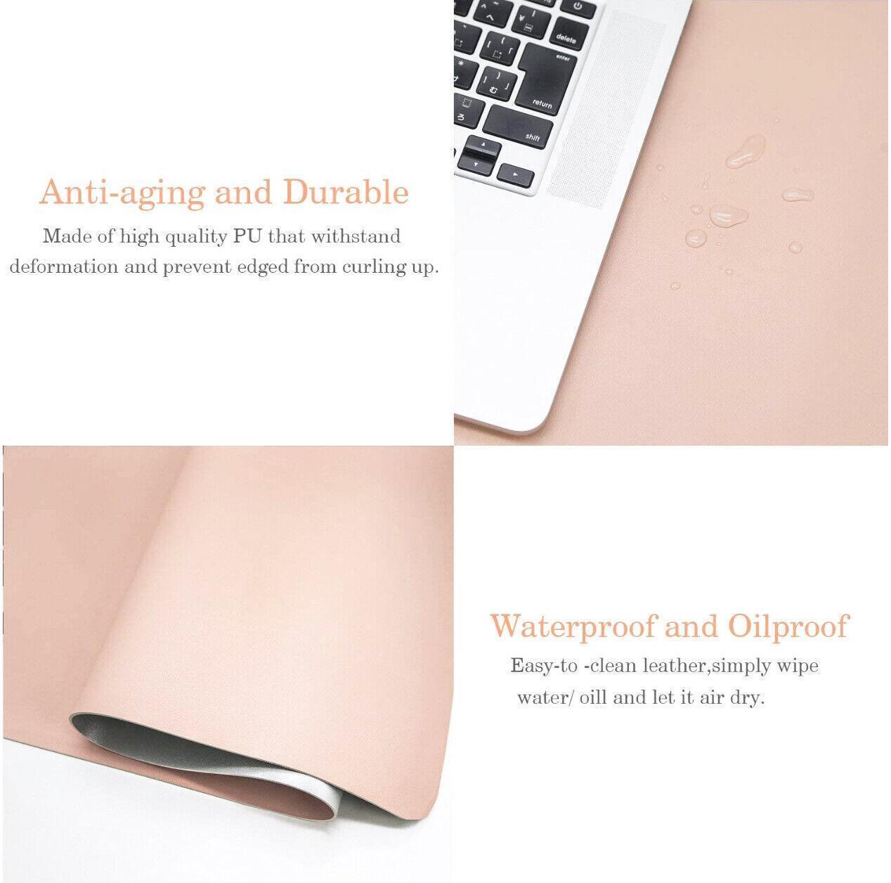 Mouse & Accessories: Leather Mouse Pad Gaming Waterproof Desk Mat 25 x 21cm Anti Slip - Dark Green