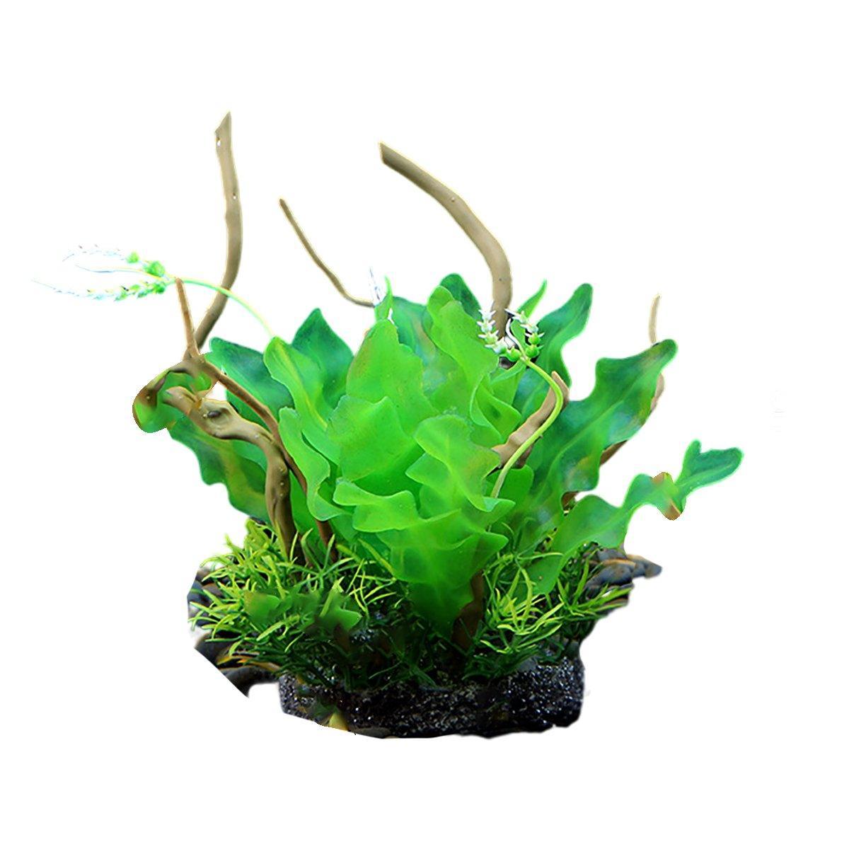 Aquarium Landscaping Decoration Artificial Wood and Plants Fish Tank Ornament - CM2503-Green