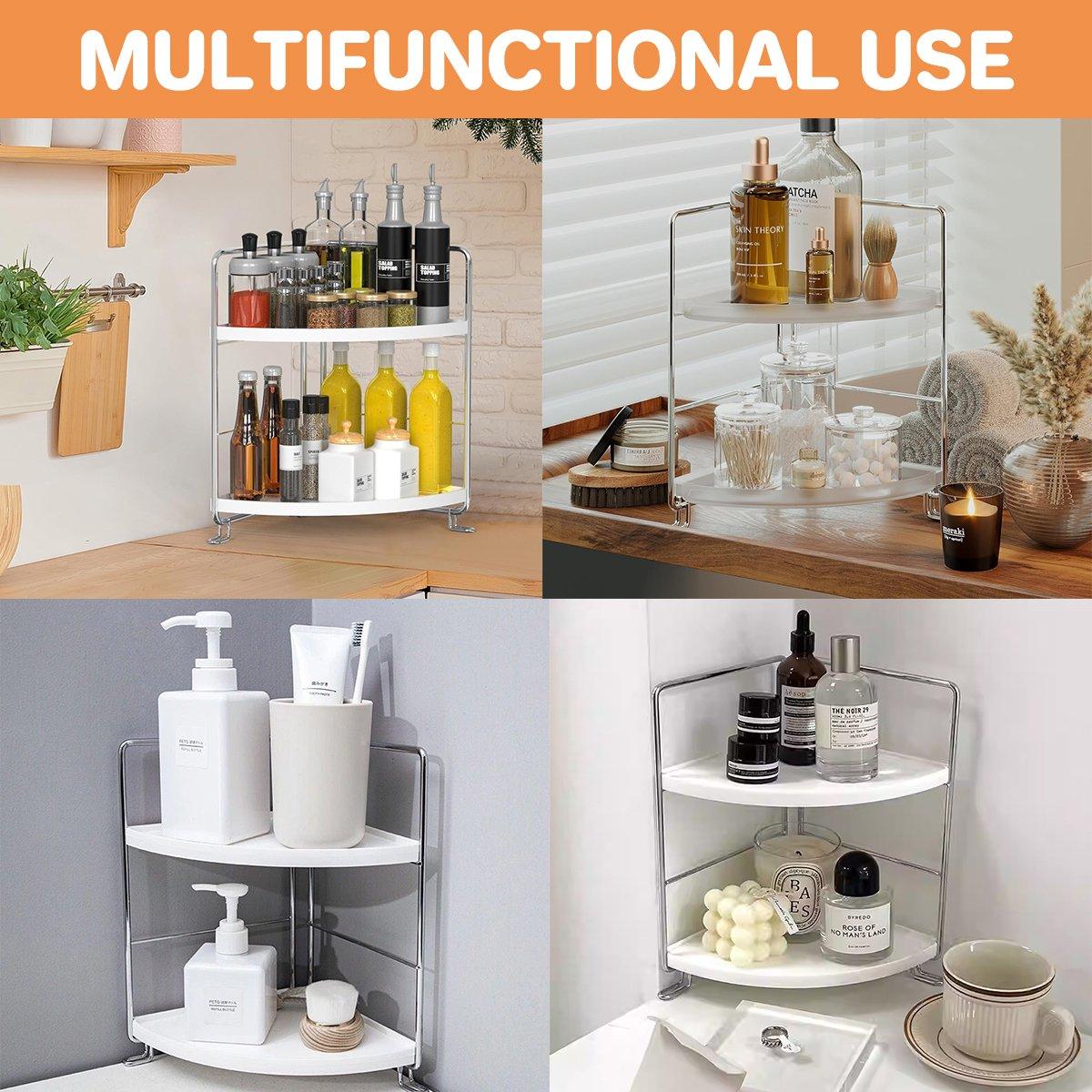 Utility Trolleys: 2 Tier Countertop Shelf Organizer Storage Rack for Kitchen Bathroom and Office