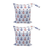 2PCS Cartoon Printed Diaper Bag Double Zipper Washable Storage Organizer - Blue Heart