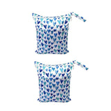 2PCS Cartoon Printed Diaper Bag Double Zipper Washable Storage Organizer - Blue Heart