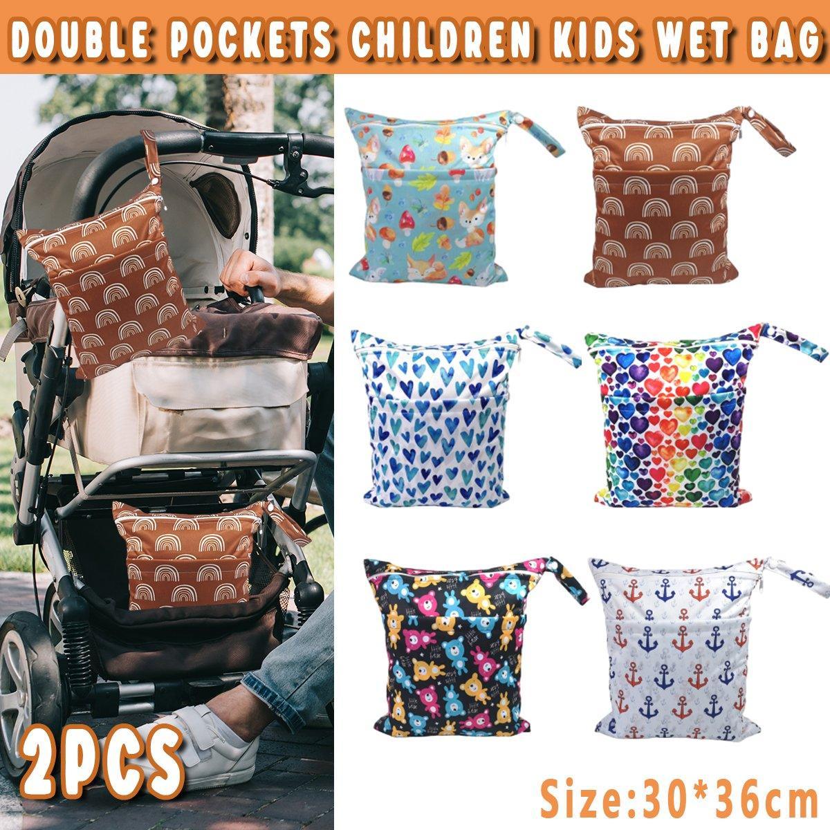 Toy Boxes: 2PCS Cartoon Printed Diaper Bag Double Zipper Washable Storage Organizer - Colour Heart