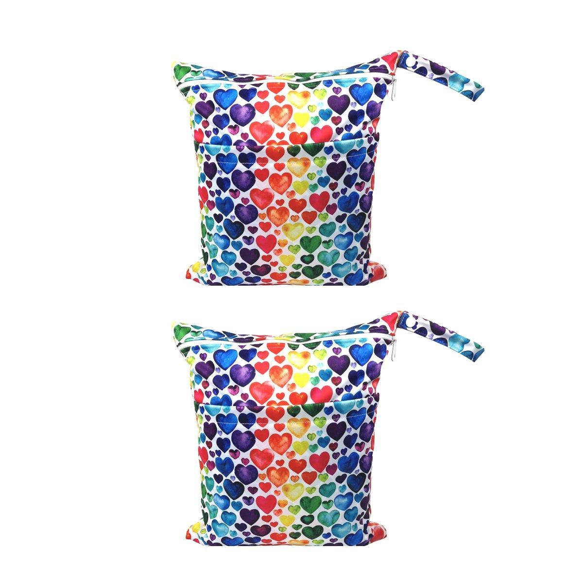 Toy Boxes: 2PCS Cartoon Printed Diaper Bag Double Zipper Washable Storage Organizer - Colour Heart