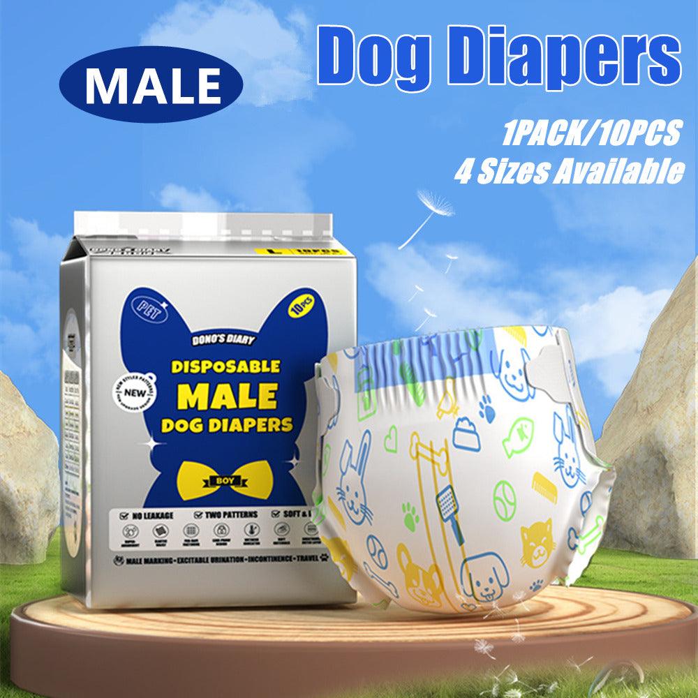 Pet Cleaning Supplies: Male Disposable Dog Diapers Leakproof Breathable with Colour Indicator - XS 14-33cm