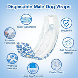 Pet Cleaning Supplies: Male Disposable Dog Diapers Leakproof Breathable with Colour Indicator - XS 14-33cm