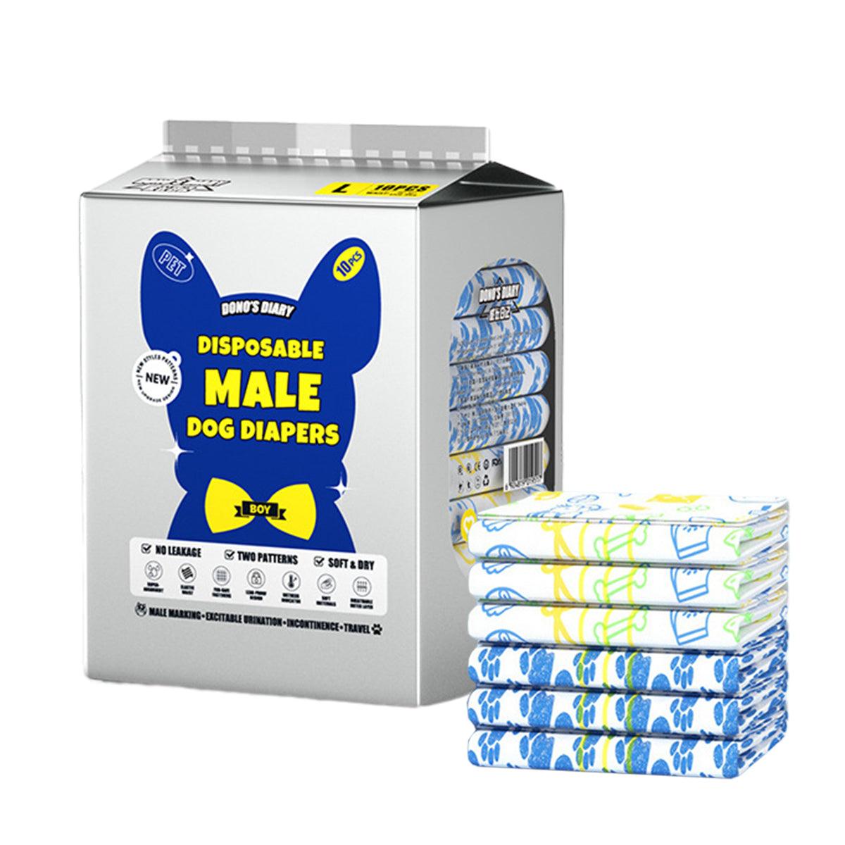 Pet Cleaning Supplies: Male Disposable Dog Diapers Leakproof Breathable with Colour Indicator - XS 14-33cm