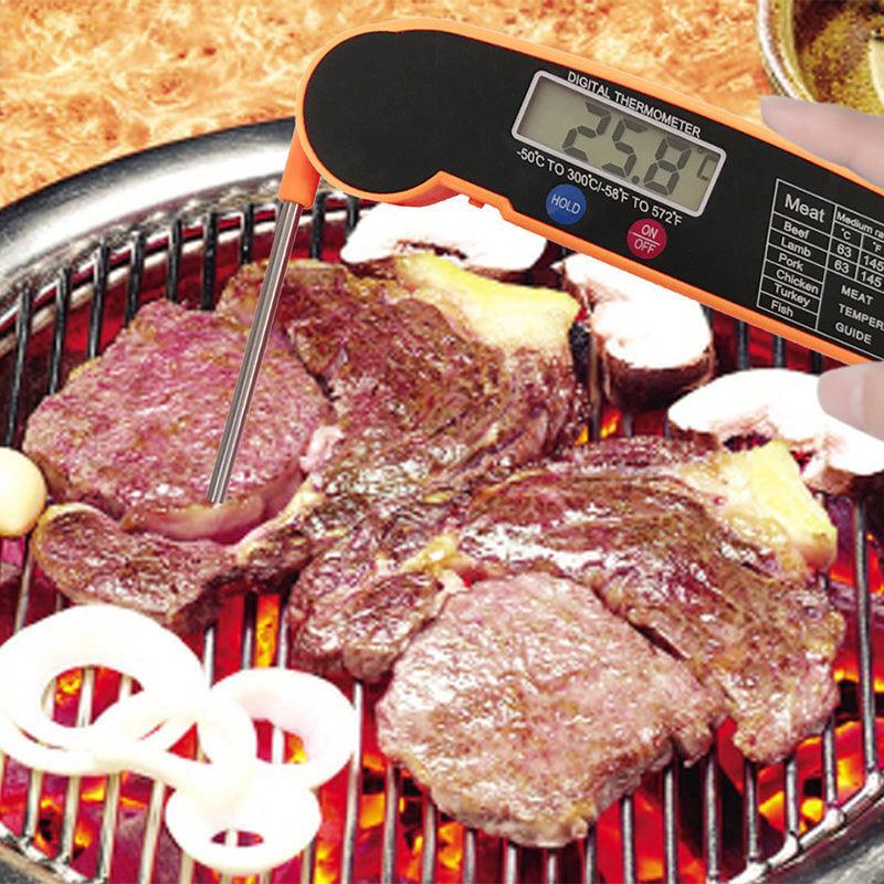 BBQ Tools: Foldable Digital Thermometer Probe Temperature Kitchen Cooking Food Bbq Meat Jam - Black