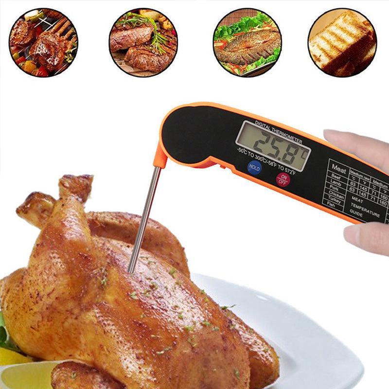 BBQ Tools: Foldable Digital Thermometer Probe Temperature Kitchen Cooking Food Bbq Meat Jam - Black
