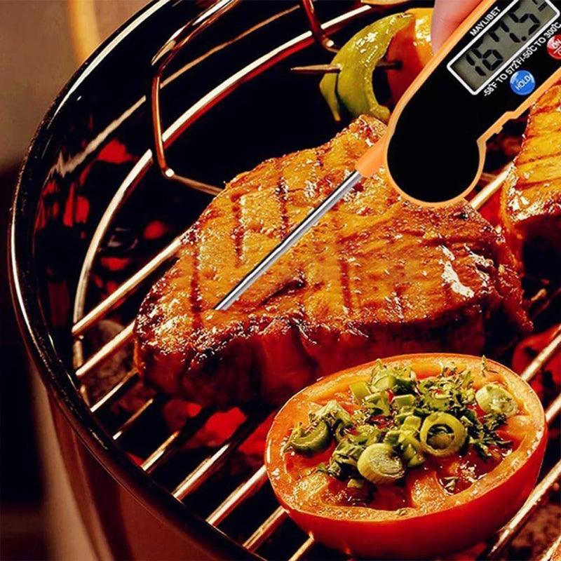 BBQ Tools: Foldable Digital Thermometer Probe Temperature Kitchen Cooking Food Bbq Meat Jam - Orange