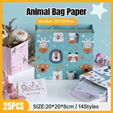 Gift Bags: 25x Creative Cartoon Animal Gift Bags Cute Birthday Party Favors Tote Paper Bags - Dinosaur-Paradise-25pcs-M