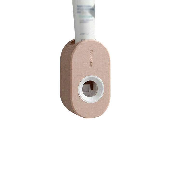 Oral Care: Automatic Toothpaste Dispenser Bathroom Wall-Mounted Rack Toothbrush Holder - Pink