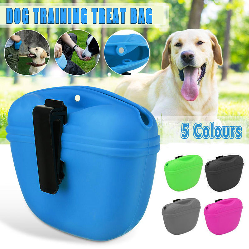 Pet Grooming Supplies: Dog Training Treat Bag Silicone Pet Pouch with Clip Waist Belt Snack Holder - Black