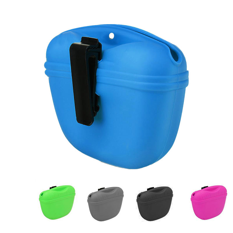 Pet Grooming Supplies: Dog Training Treat Bag Silicone Pet Pouch with Clip Waist Belt Snack Holder - Black