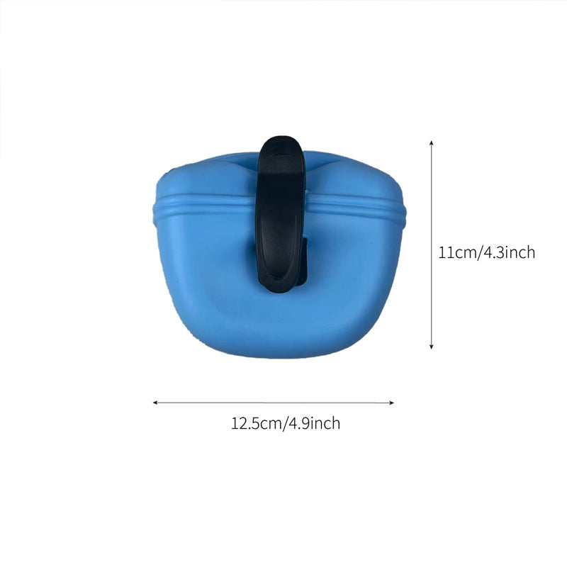Pet Grooming Supplies: Dog Training Treat Bag Silicone Pet Pouch with Clip Waist Belt Snack Holder - Blue