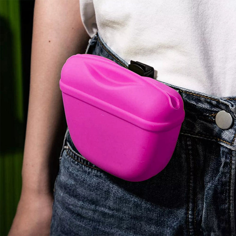 Pet Grooming Supplies: Dog Training Treat Bag Silicone Pet Pouch with Clip Waist Belt Snack Holder - Blue