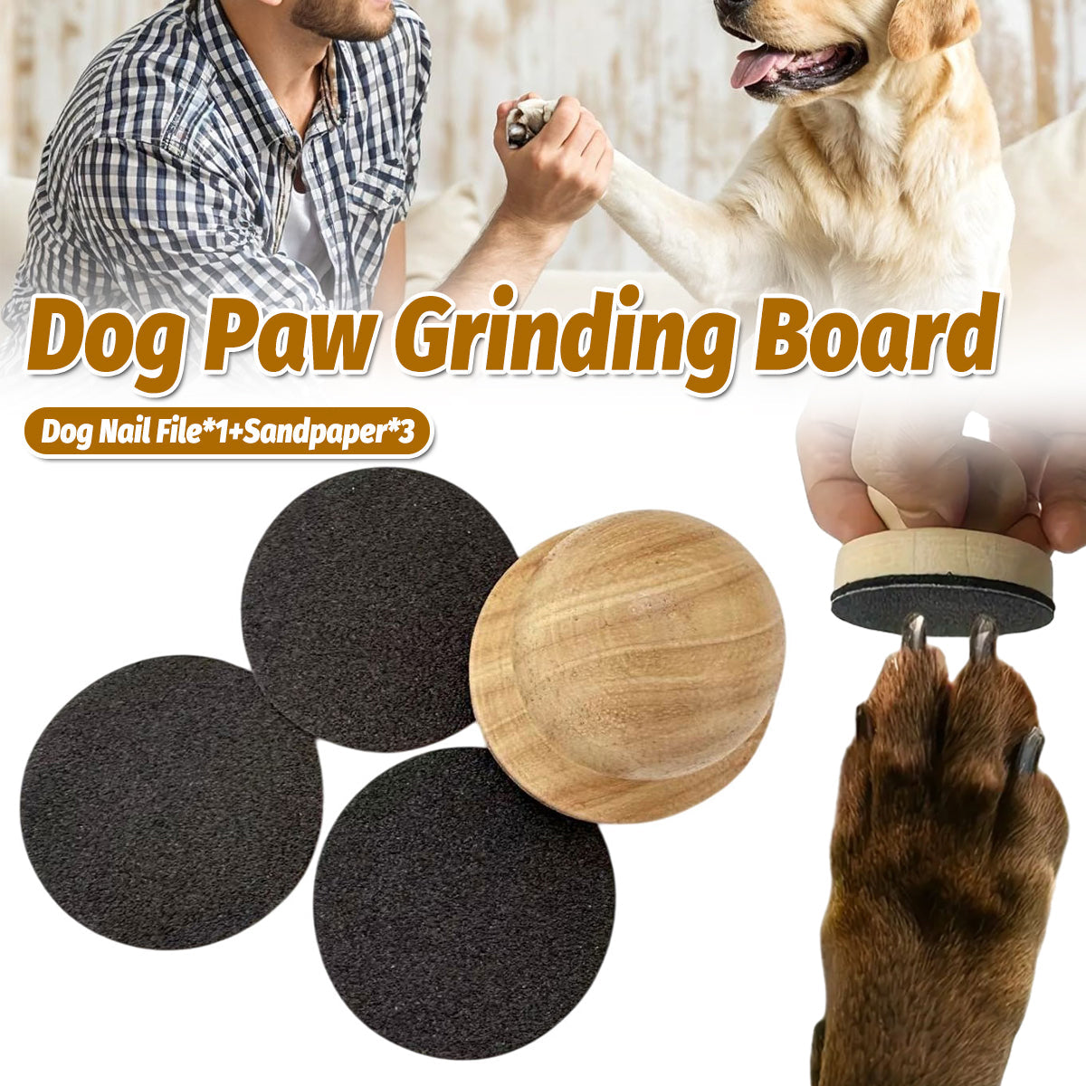 Pet Grooming Supplies: Wooden Dog Nail Sharpening Board Round Pet Grooming Tool Nail Repair Training