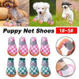 Dog Apparel: 4pcs Breathable Mesh Dog Shoes Small Pets Puppy Paw Protection Summer Boots - Green-5