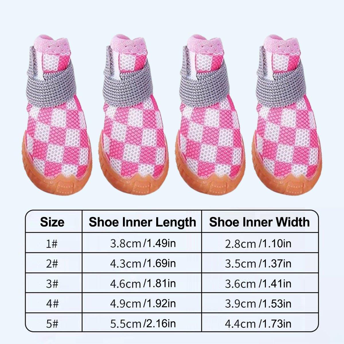 Dog Apparel: 4pcs Breathable Mesh Dog Shoes Small Pets Puppy Paw Protection Summer Boots - Pink-3