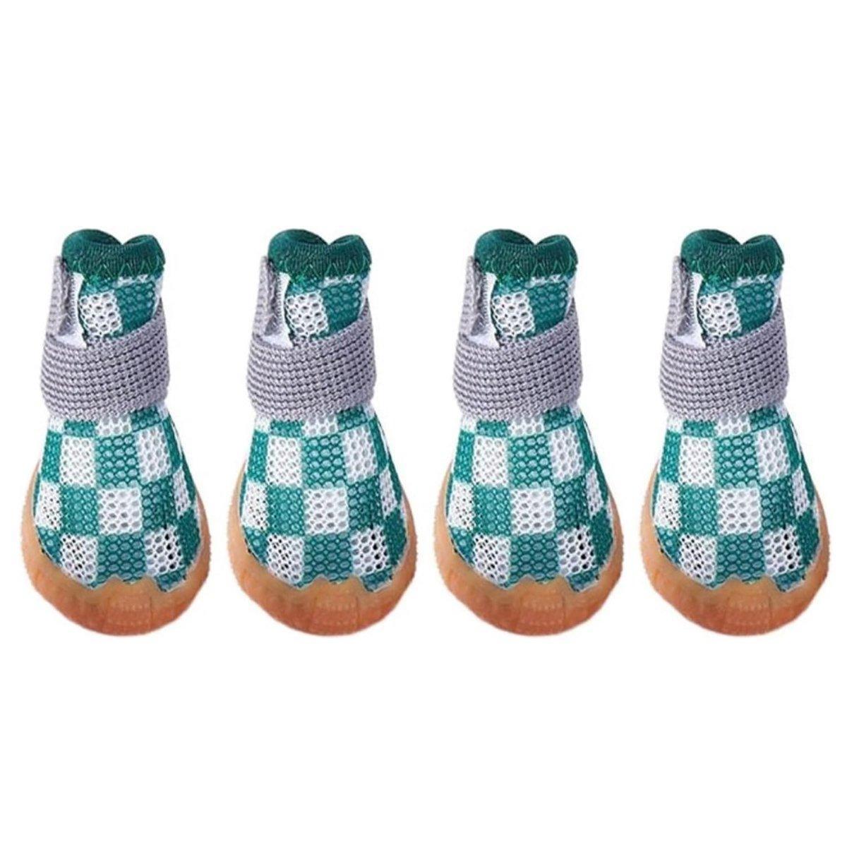 Dog Apparel: 4pcs Breathable Mesh Dog Shoes Small Pets Puppy Paw Protection Summer Boots - Pink-3