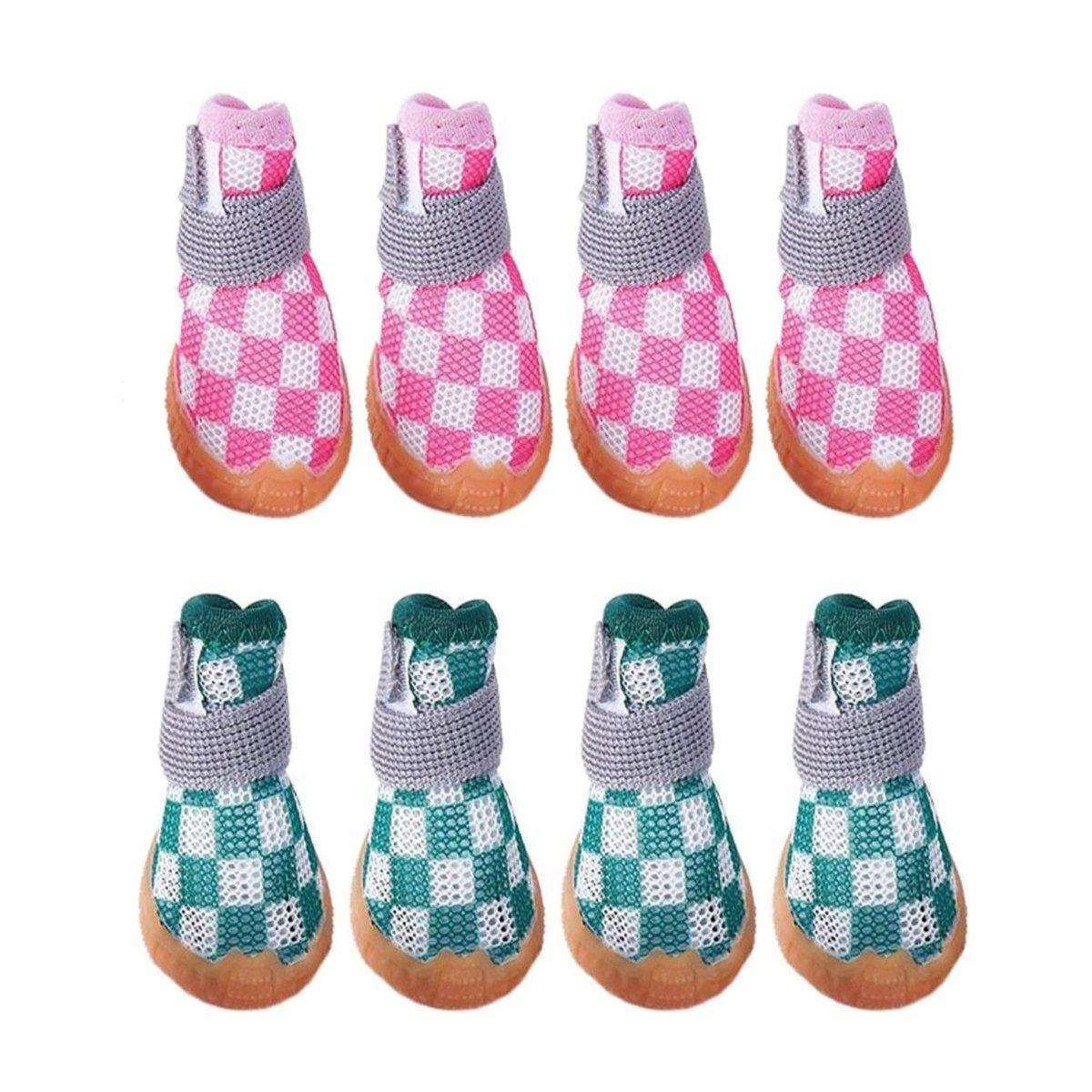 4pcs Breathable Mesh Dog Shoes Small Pets Puppy Paw Protection Summer Boots - Pink-4