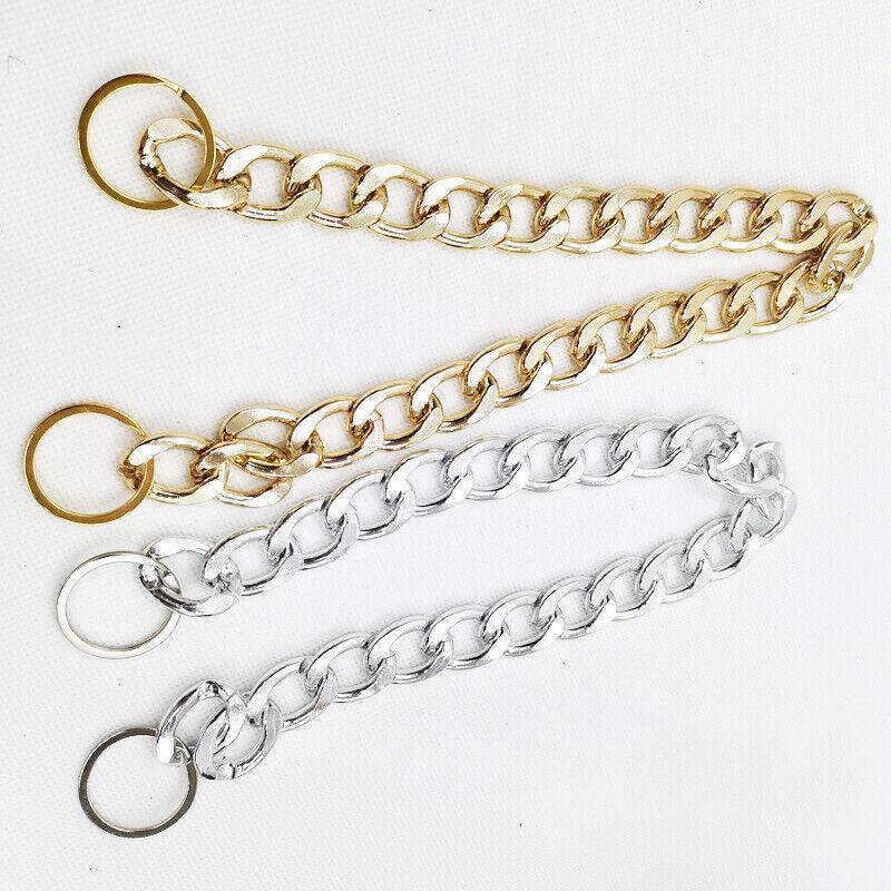 Dog Collars, Leads & Harnesses: Dog Chain Collar Heavy Duty Choker Double Pet Slip Check Twist Link Chrome Chain Gold - 45CM