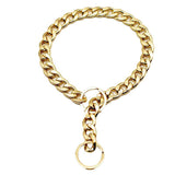 Dog Collars, Leads & Harnesses: Dog Chain Collar Heavy Duty Choker Double Pet Slip Check Twist Link Chrome Chain Gold - 55CM