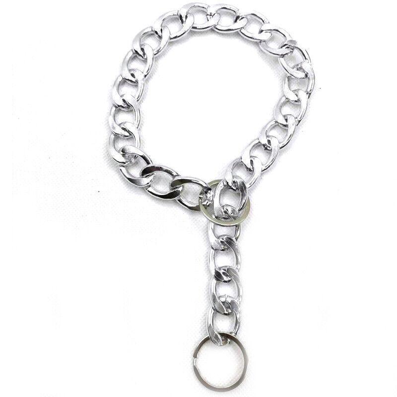 Dog Collars, Leads & Harnesses: Dog Chain Collar Heavy Duty Choker Double Pet Slip Check Twist Link Chrome Chain Silver - 35CM
