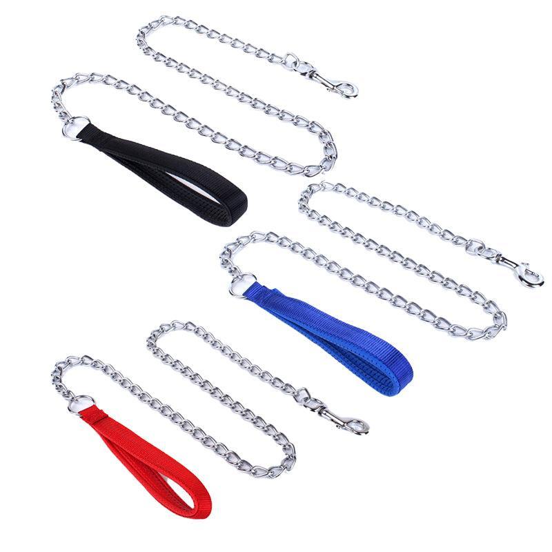 Dog Steps & Ramps: 120Cm Pet Dog Puppy Padded Handle Metal Chain Dog Leash - Blue