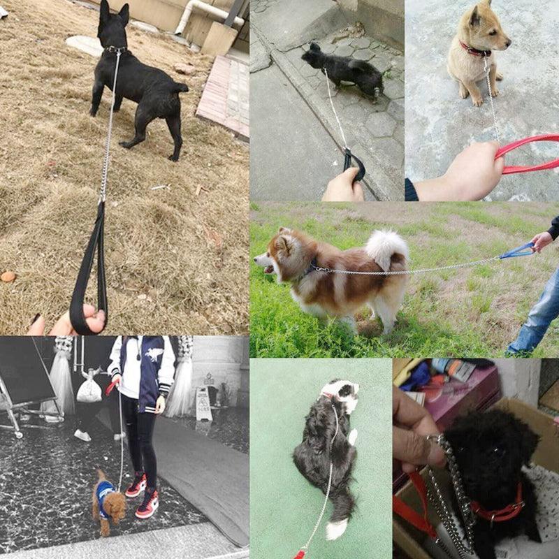Dog Steps & Ramps: 120Cm Pet Dog Puppy Padded Handle Metal Chain Dog Leash - Red