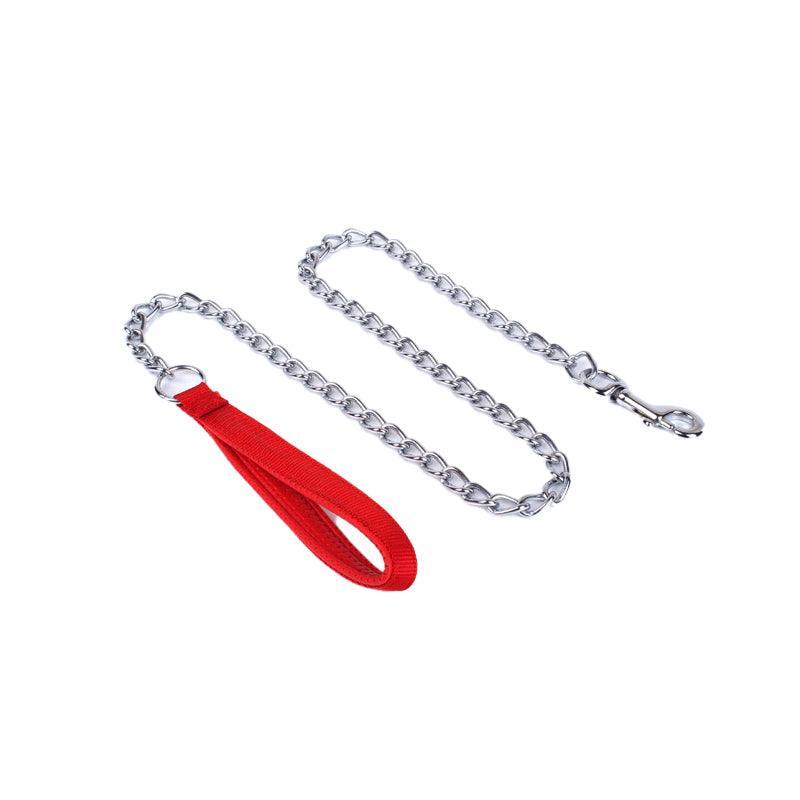 Dog Steps & Ramps: 120Cm Pet Dog Puppy Padded Handle Metal Chain Dog Leash - Red