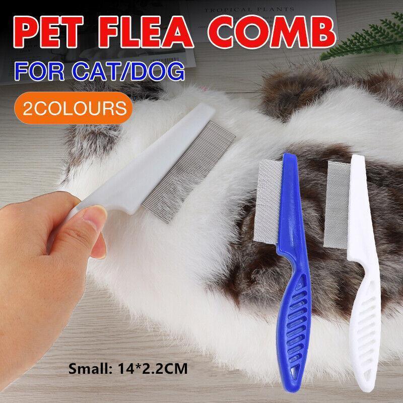 Pet Grooming Supplies: 1PC Small Fine Toothed Flea Flee Metal Nit Head Hair Lice Comb with Handle - Blue