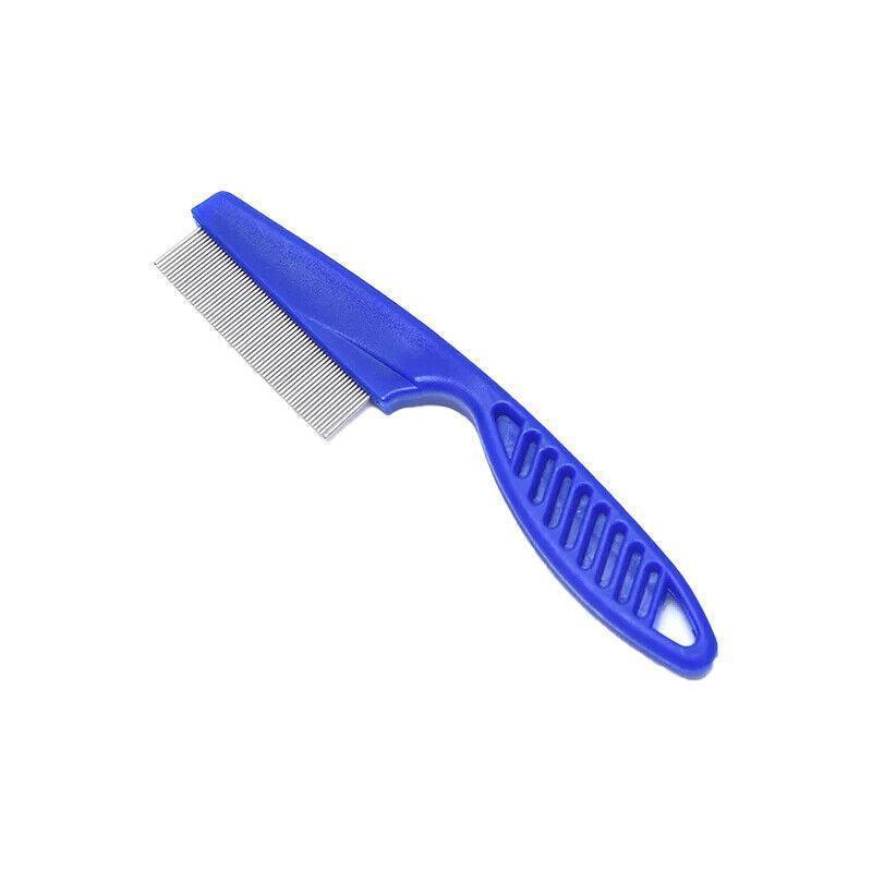 Pet Grooming Supplies: 1PC Small Fine Toothed Flea Flee Metal Nit Head Hair Lice Comb with Handle - Blue