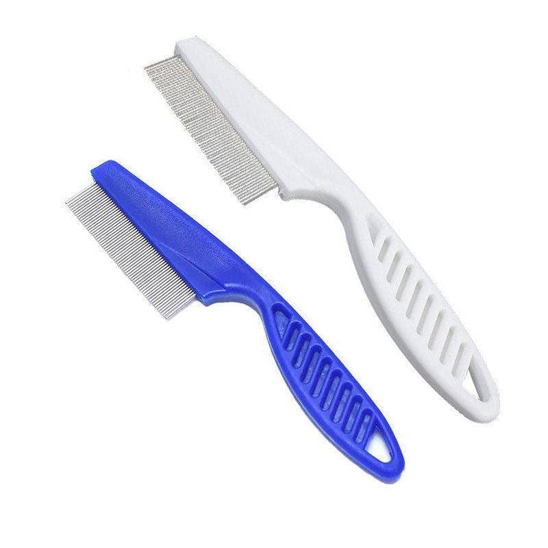 Pet Grooming Supplies: 1PC Small Fine Toothed Flea Flee Metal Nit Head Hair Lice Comb with Handle - White