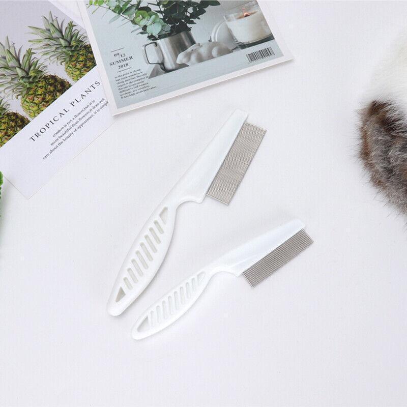 Pet Grooming Supplies: 1PC Small Fine Toothed Flea Flee Metal Nit Head Hair Lice Comb with Handle - White