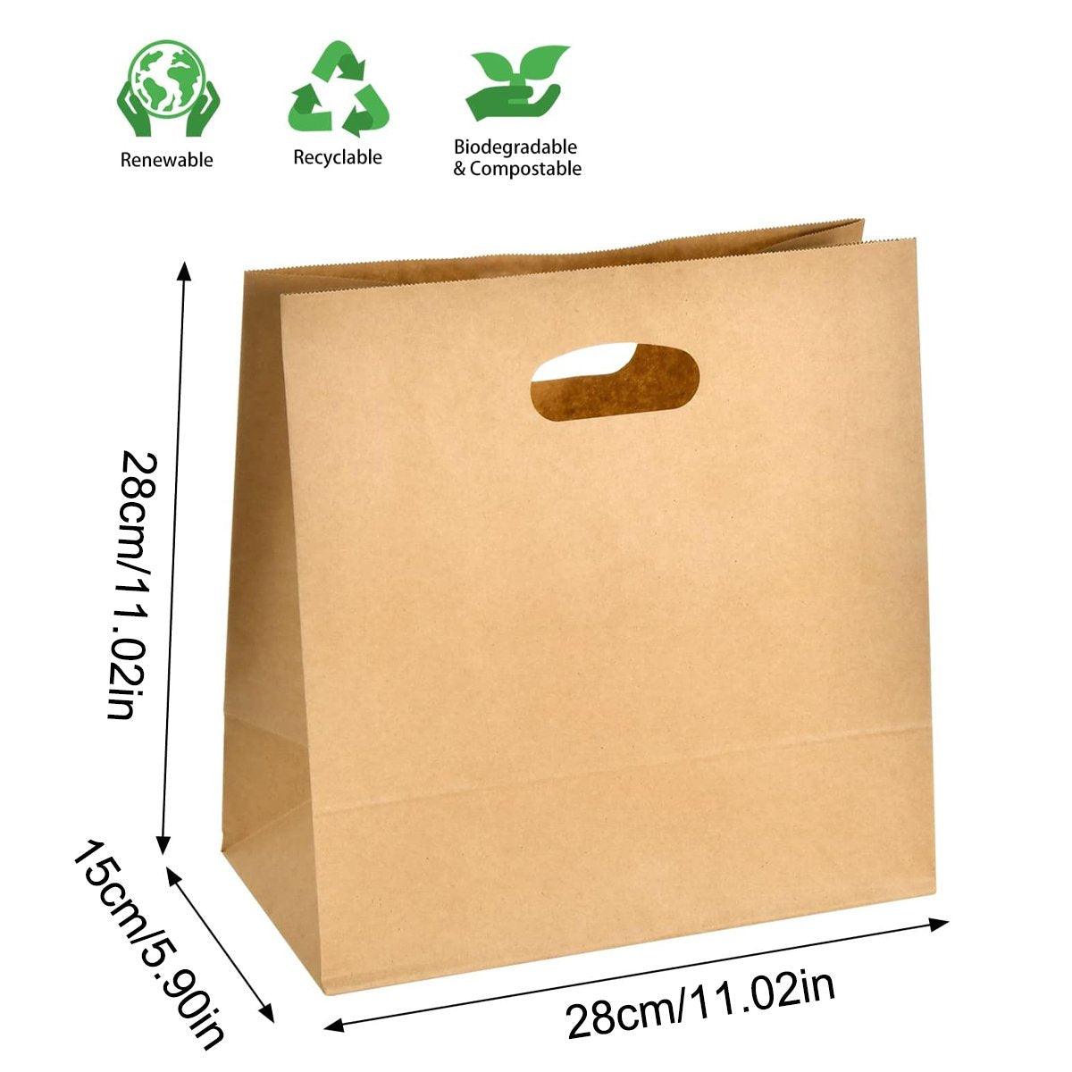 Gift Bags: 50PCS Scooped Kraft Paper Tote Bags Gift Bags for Party Wedding Packaging