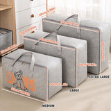 2pcs Cartoon Bear Luggage Organizer Storage Bags Blanket Quilt Closet Box Set - White-M