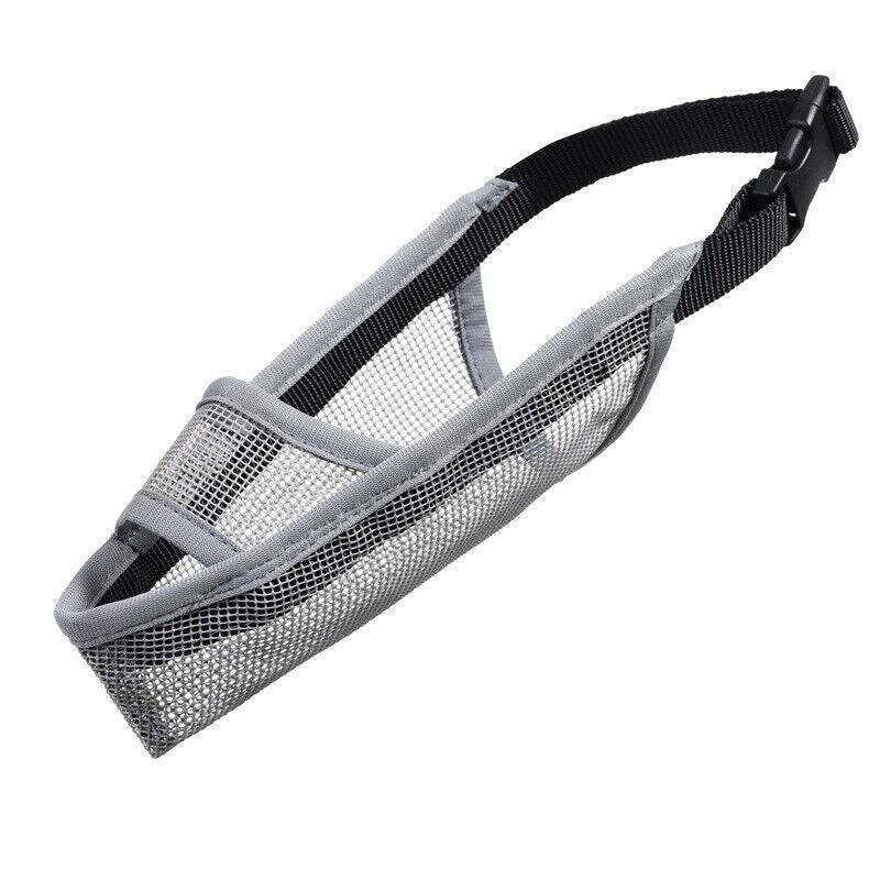 Dog Muzzles: Adjustable XL Size Pet Dog Mask Mouth Muzzle Anti Barking Bite Stop Chewing Mask - Grey