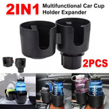 2pcs Car Cup Holder Organiser Dual 2-in-1 Adjustable Drink Holder for Vehicles